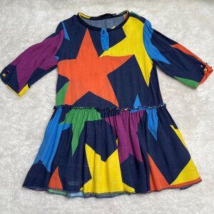 Stella Mc Cartney Girl's Blue Long Sleeve A-Line Star Pattern Dress Size 4 Years